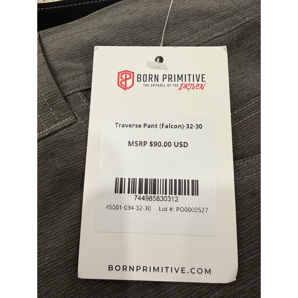 Born Primitive Traverse Pant Falcon Grey Mens 32x30 Technical Hiking Stretch New - Picture 4 of 11